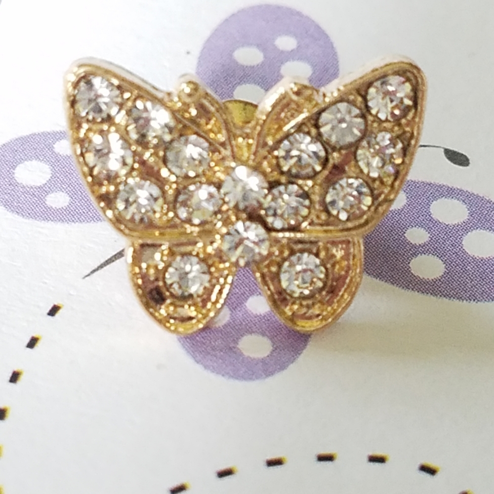 Gold butterfly earrings - Picture 2 of 3